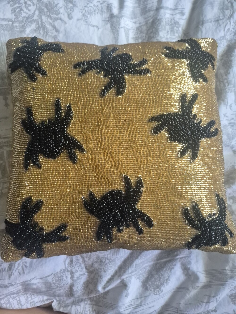 Glass Bead Halloween Decor Pillow